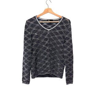 Maje Black   V-Neck Long Sleeve Pullover Women's Sweater Size 2 (MEDIUM)